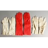 THREE PAIRS OF LEATHER GLOVES.