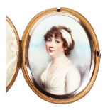 ANDREW PLIMER (1763 - 1837) A FINE OVAL PORTRAIT OF LADY GRAHAM, wearing a white headband and