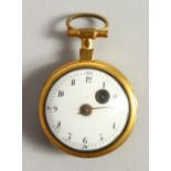 A FRENCH 18TH CENTURY ENAMEL BACK WATCH with white dial, black numerals. The back with enamel of a