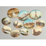 A COLLECTION OF ELEVEN INDIAN OVAL MINIATURES on ivory, including The TAJ MAHAL.