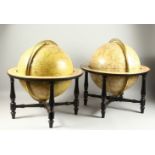 A SUPERB PAIR OF CARY'S TERRESTRIAL AND CELESTIAL TABLE GLOBES, EARLY 19TH CENTURY, each with