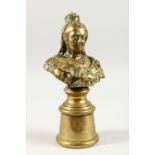 A BRONZE BUST OF QUEEN VICTORIA, to commemorate her Diamond Jubilee, on a pedestal. 10.5ins high.