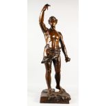 O. RUFFONY (1846-1925) ITALIAN. "GLORIA ET PROGRESSUS" A LARGE IMPOSING INDUSTRIAL BRONZE OF A YOUNG