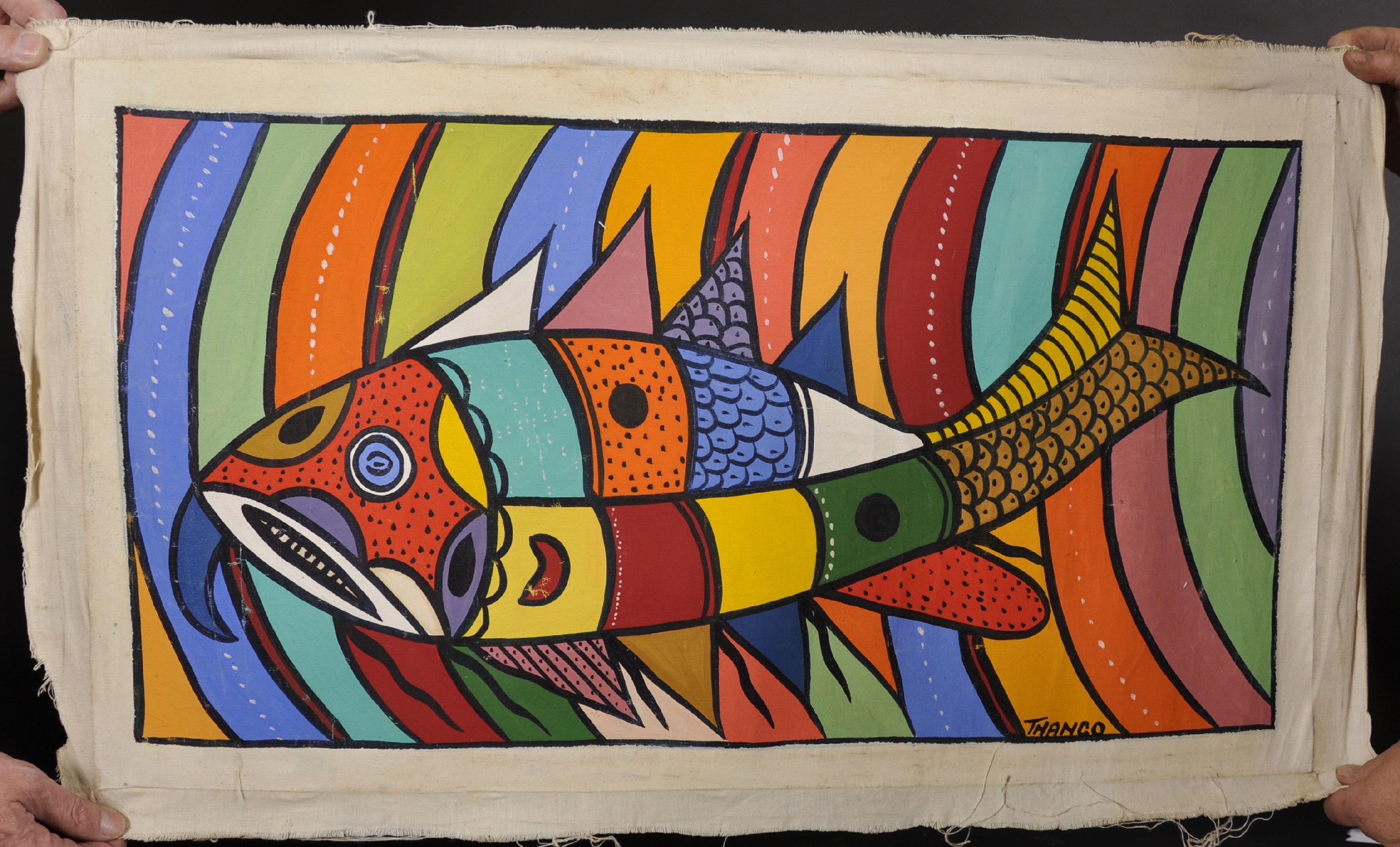 Francois Thango (1936-1981) Congolese. A Study of a Fish, Mixed Media, Signed, Unframed, 14.75" x - Image 2 of 3