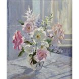 Beatrice M Johnson (20th Century) British. "Summer Sun", a Still Life of Flowers in a Vase, Oil on