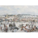 Charles Bone (1926- ) British. "Farnham in the Snow" from Waverley, Watercolour, Signed, and