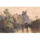 Circle of George Clarkson Stanfield (1828-1878) British. "Warwick Castle", Watercolour, Inscribed on