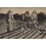 Henry Clarence Whaite (1828-1912) British. A Plough Team, Woodblock, Signed and Numbered '3' in
