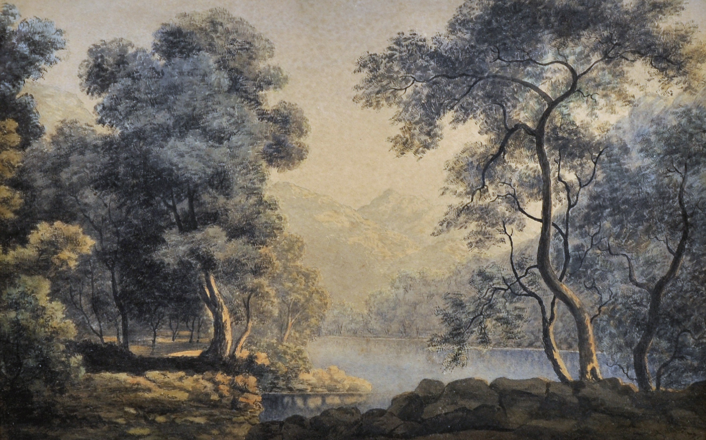 Circle of John Glover (1767-1849) British. A River Landscape, Watercolour, 7.75" x 11.75".