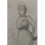 Albert de Belleroche (1864-1944) British. An Elegant Lady, Charcoal, Inscribed on the reverse, 22" x