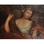 18th Century Italian School. 'Ceres', holding a bundle of Corn, and with Flowers in her Hair, Oil on
