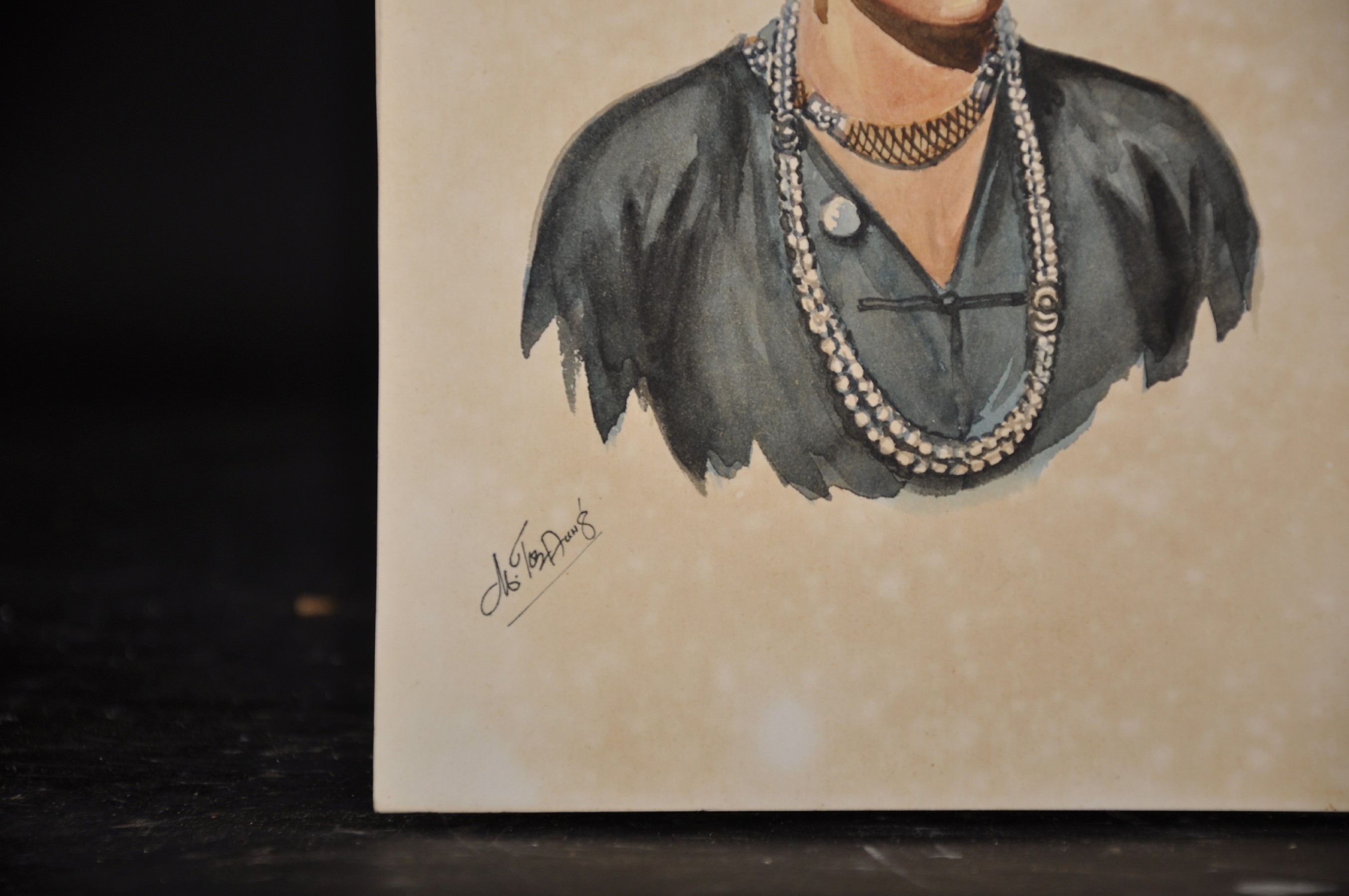 M...T...Aung (20th Century) Burmese. Portrait of a Young Lady, Watercolour, Signed, and Inscribed - Image 4 of 6