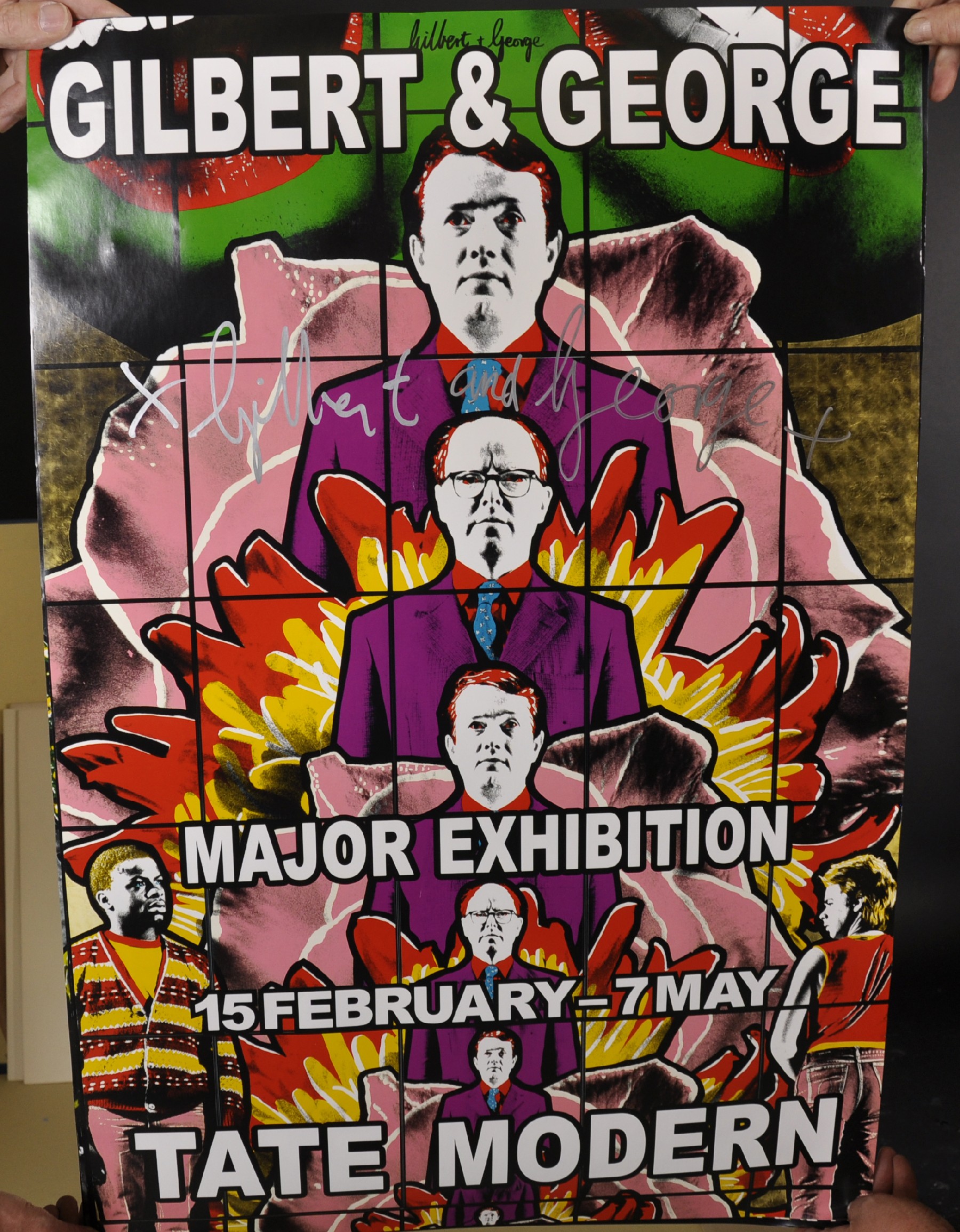 Gilbert and George (20th - 21st Century) British. "Major Exhibition Tate Modern", Poster, Signed - Image 2 of 6
