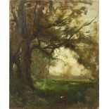 Henry George Moon (1857-1905) British. "Old Willow, Dedham, Suffolk", Oil on Canvas, Signed, and