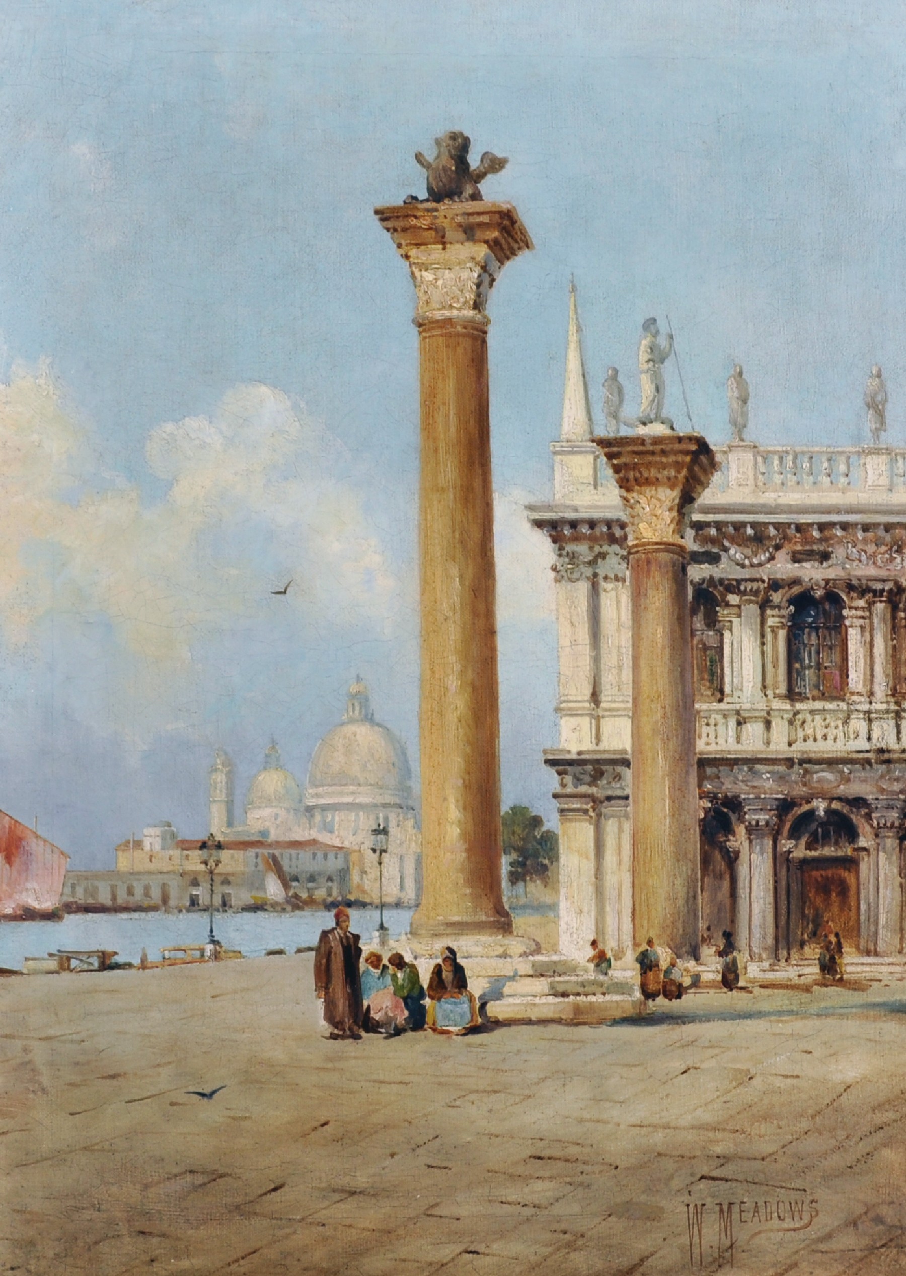 William George Meadows (act. 1825-c. 1901) British. 'Piazzo San Marco, Venice', with Figures resting