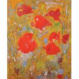 Frederick Gore (1913-2009) British. "Poppies", Oil on Board, Signed and Inscribed on the reverse,