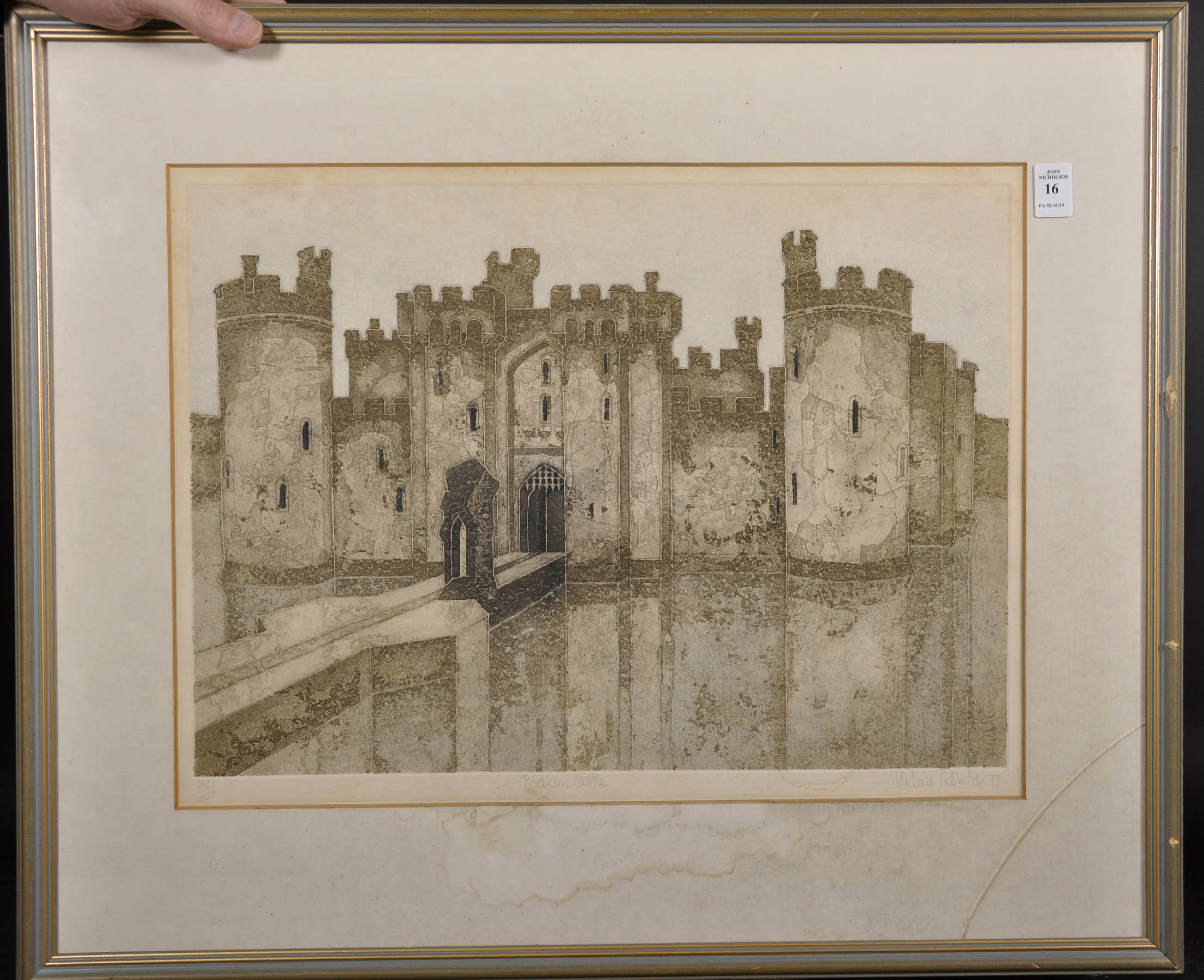 Valerie Thornton (1931-1991) British. "Bodiam Castle", Lithograph, Signed, Inscribed, Dated '77 - Image 2 of 6