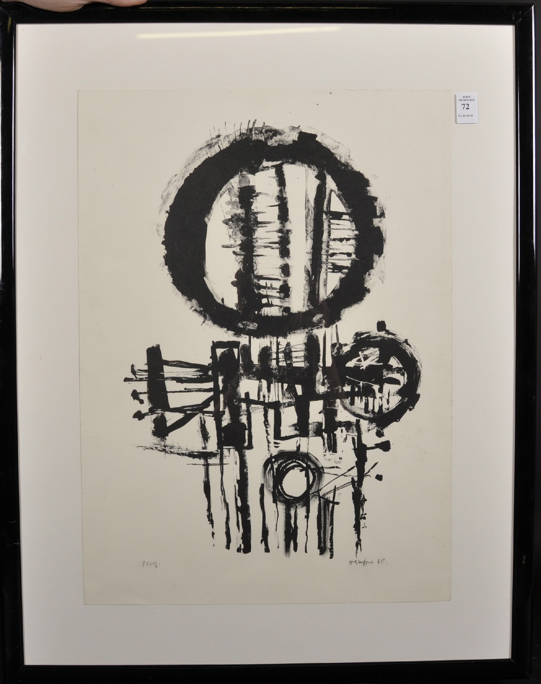 Henry Cliffe (1919-1983) British. 'Black Circles', Lithograph, Signed, Inscribed 'Proof' and - Image 2 of 4