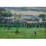 Henry Harvey (20th Century) British. A Racecourse, Oil on Board, Signed, 9" x 12.75".