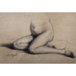 Charles Jean Agard (1866-1950) French. Study of a Lower Half of a Nude Female, Pencil, Signed, 7.75"