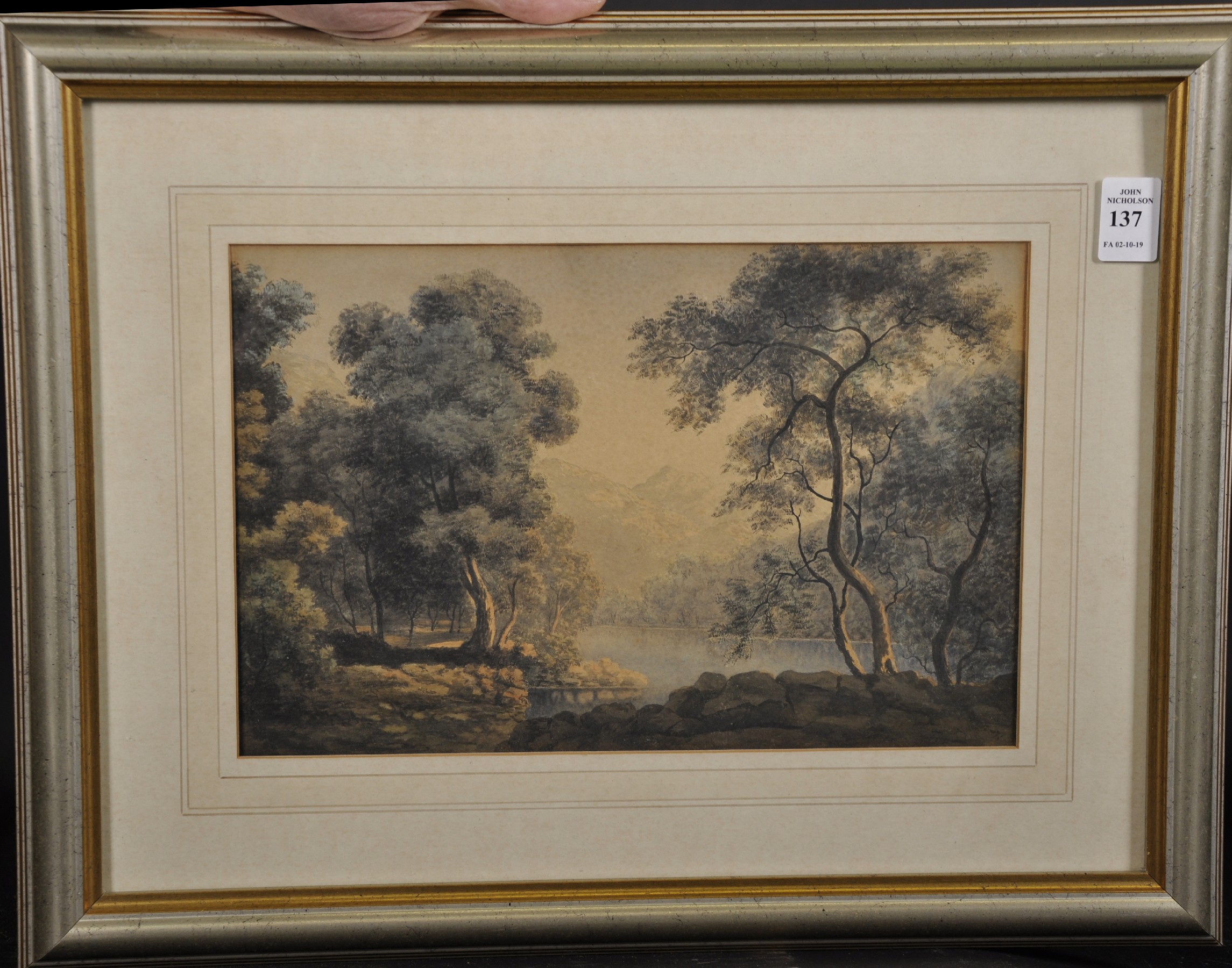 Circle of John Glover (1767-1849) British. A River Landscape, Watercolour, 7.75" x 11.75". - Image 2 of 3