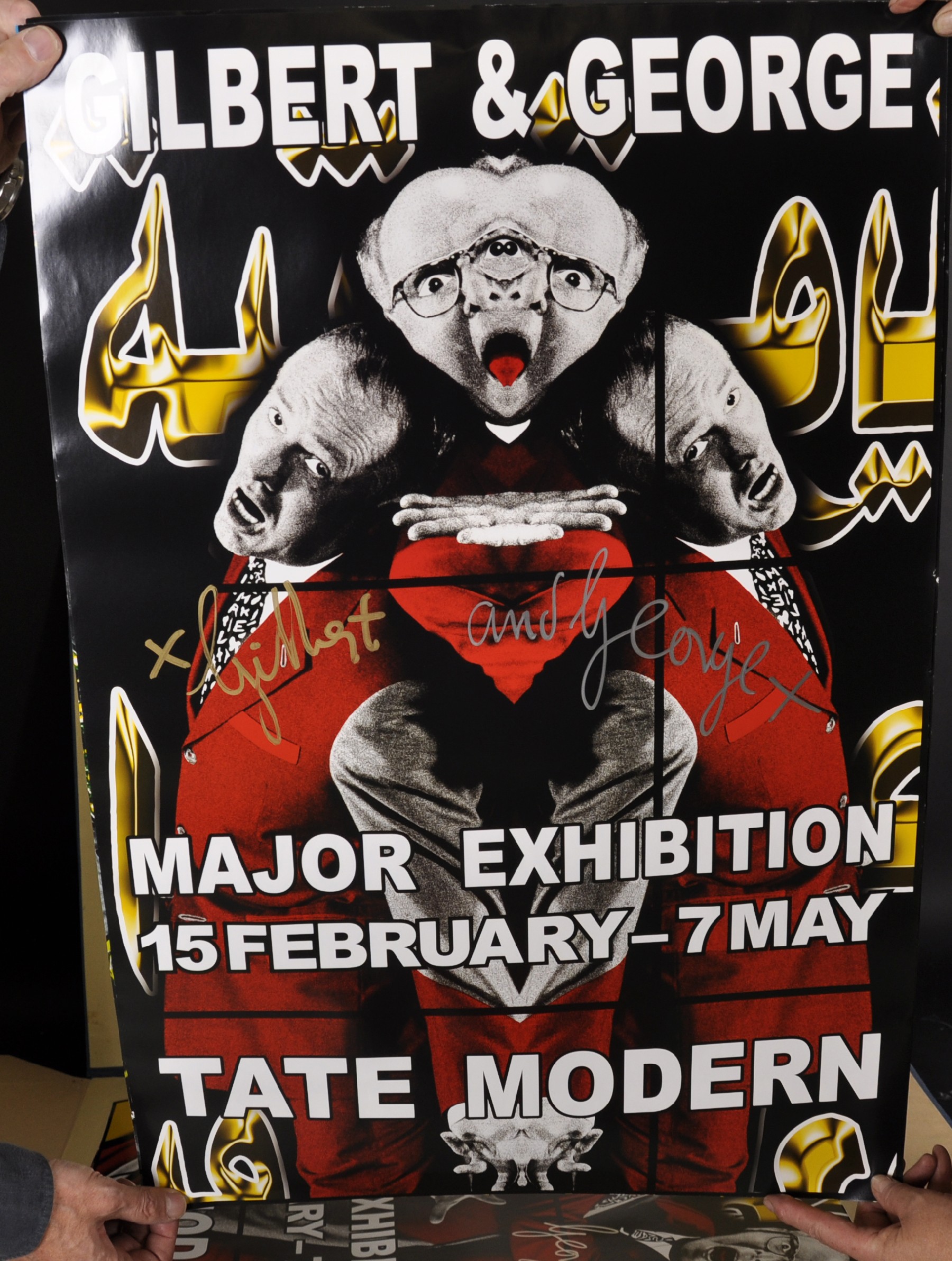 Gilbert and George (20th - 21st Century) British. "Major Exhibition Tate Modern", Poster, Signed - Image 4 of 6