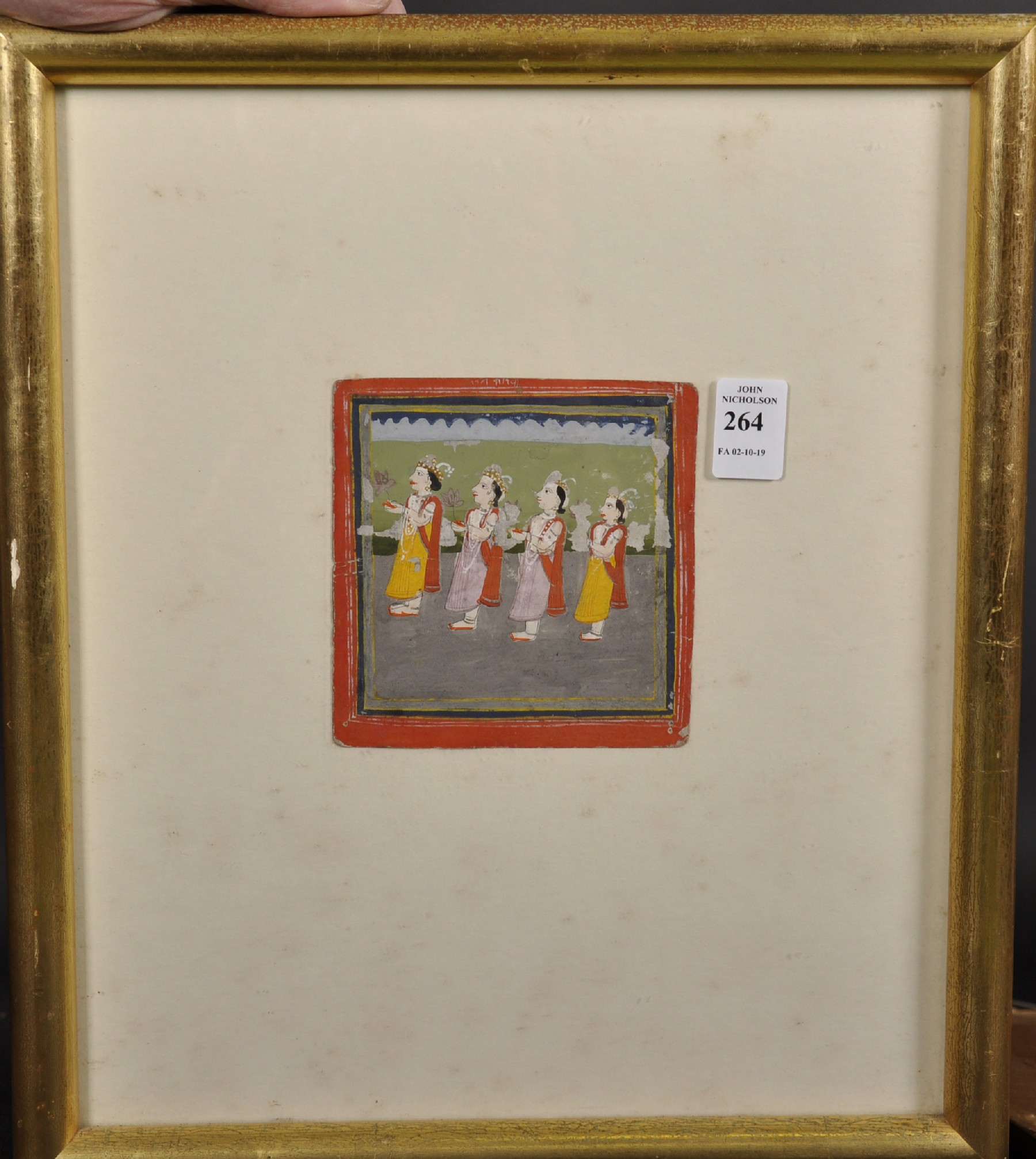 20th Century South Asian School. Four Figures in Costume, Mixed Media, 3.75" x 3.75". - Image 2 of 3