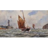 William G. Whittington (act.1904-1914) British. Fishing Boats entering Harbour, Watercolour, Signed,