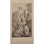 After William Blake (1757-1827) British. "Christ Trampling on Satan", Engraving, Inscribed in