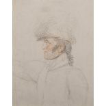 19th Century English School. Bust Portrait of an Officer, Chalk and Pencil, Unframed, 9.5" x 7".