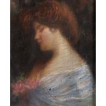Circle of Jean Jacques Henner (1829-1905) French. Study of an Auburn-Haired Beauty, Pastel, 7.25"