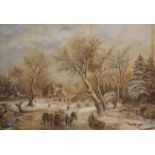 G...M... Bircumshaw (19th - 20th Century) British. A Winter Landscape, with Figures on a Frozen