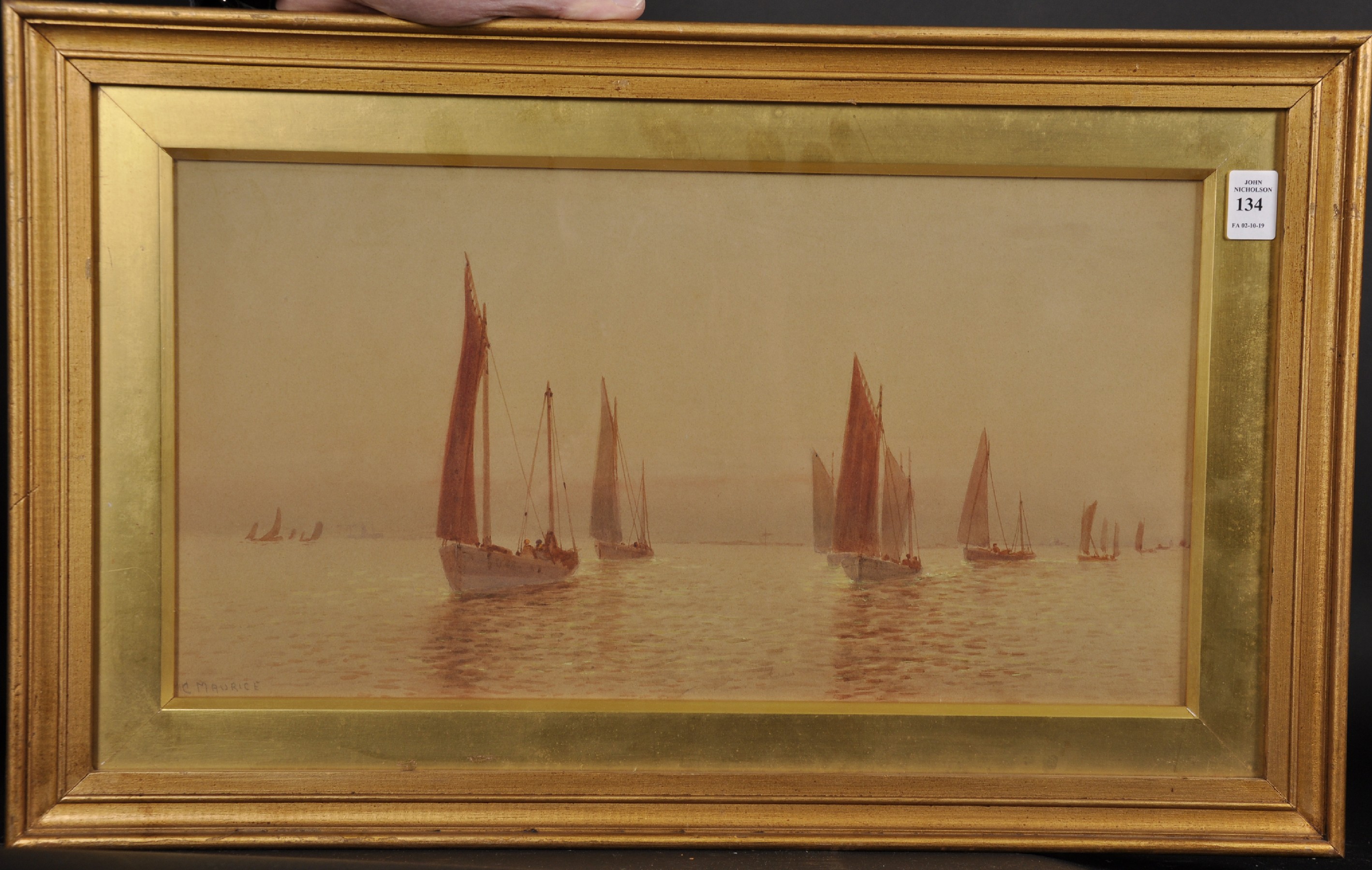 C... Maurice (19th - 20th Century) British. A Shipping Scene, Watercolour, Signed, 10" x 18.5". - Image 2 of 4