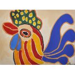 Malcolm de Chazal (1902-1981) Mauritian. A Cockerel, Mixed Media, Signed, 10.75" x 14.25".