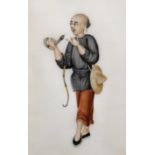 20th Century Chinese School. A Snake Charmer, Watercolour, 6.75" x 4.5".