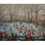 Hedwig Marie (Heidi) Schick (1906-1999) Austrian/British. 'Winter Scene, Children Ice Skating',