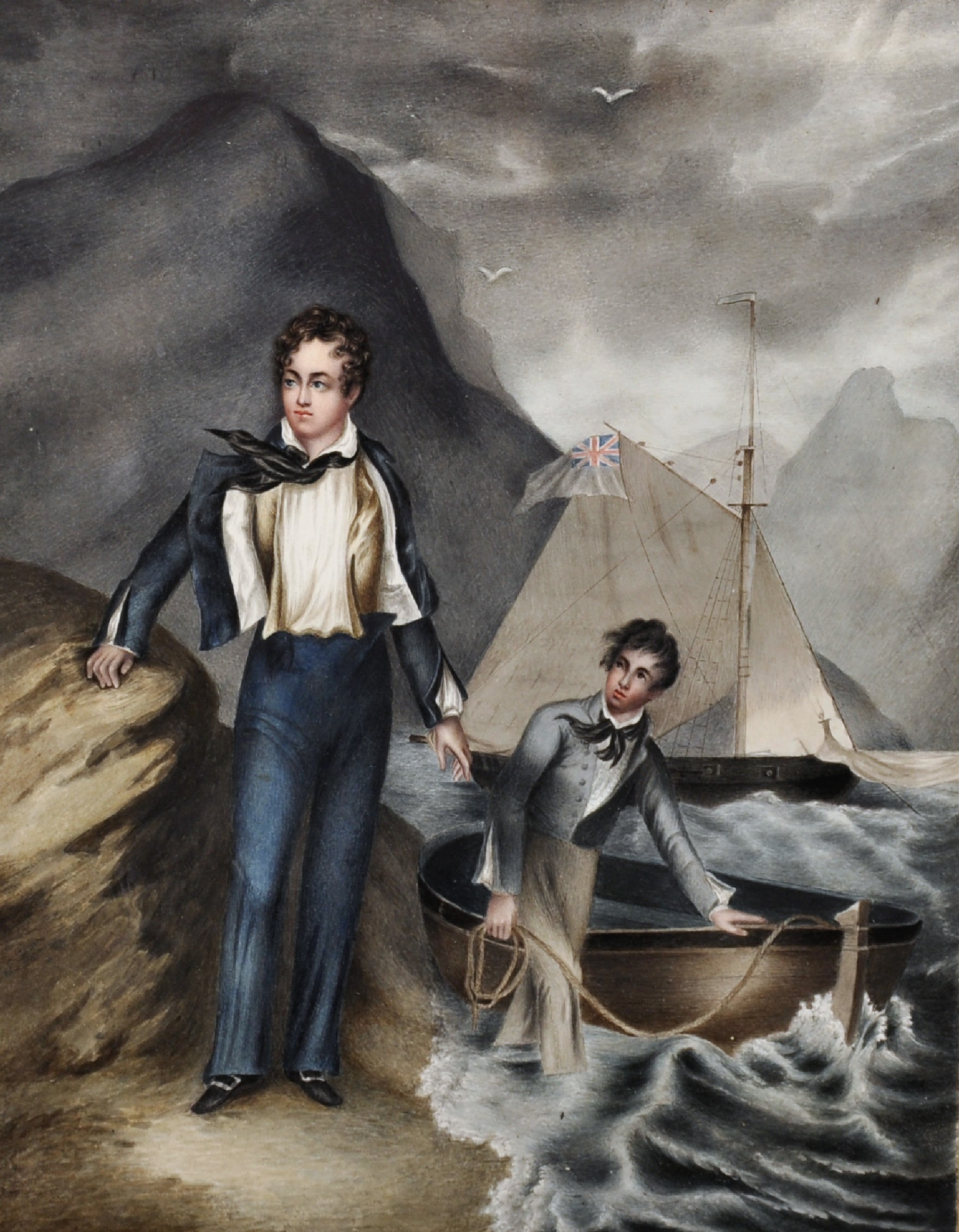 After George Lethbridge Sanders (1774-1846) British. '6th Lord Byron, with his servant, Robert