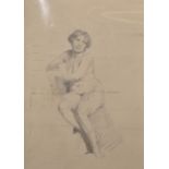 Henry George Moon (1857-1905) British. Study of a Naked Lady, Pencil, Unframed, 21.5" x 15.5",