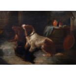 Attributed to George Armfield (1808-1893) British. A Stable Interior, with Two Spaniels and a