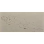 John Hutton (20th Century) British. "Reclining Girl", Ink, Signed, and Inscribed on a label on the