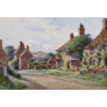 Edwin Viner (1867- ) British. "Fullbrook, Oxfordshire", a Village Scene, Watercolour, Signed and