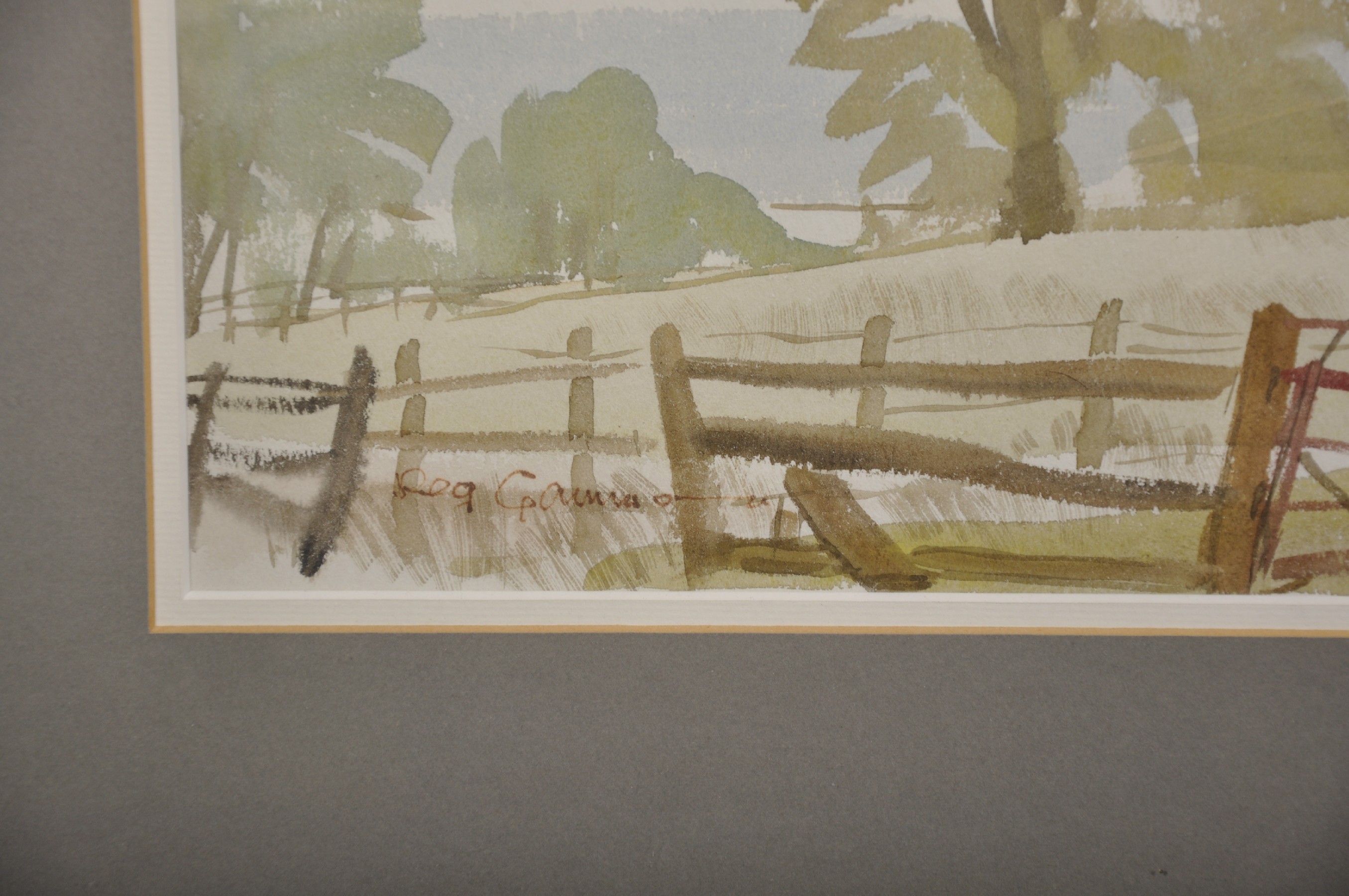 Reg Gammon (1894-1997) British. Donkeys in a Field, Watercolour, Signed, 10.25" x 15.25". - Image 3 of 5