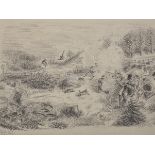 John James Dalyell (19th Century) British. A Shooting Scene, Pencil, Signed and Inscribed 'D'yell'