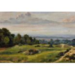 Ernest Stamp (1869-1942) British. "West Heath, Hampstead Heath", Oil on Board, Signed and