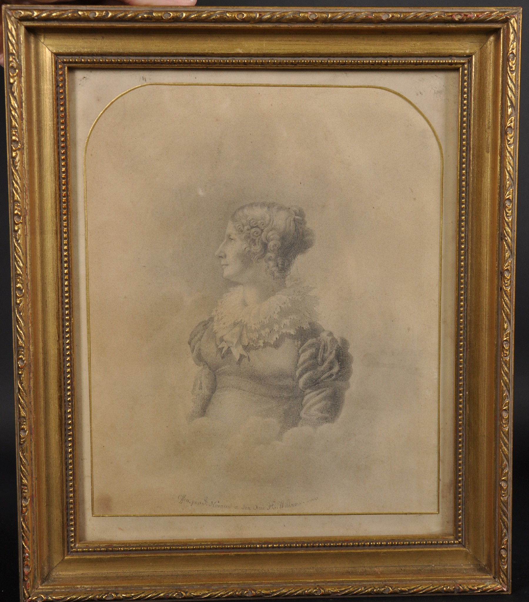 Early 19th Century French School. Portrait of Geneviere Navarre, Watercolour, Inscribed, Arched, 9. - Image 2 of 4