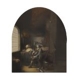 After Gerrit Dou (1613-1675) Dutch. "The Young Violinist", Print, Arched, 11.5" x 9".