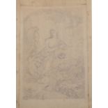 19th Century English School. A Seated Lady with a Book, Pencil, Unframed, 12" x 8".