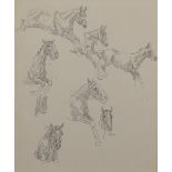 Anton Lock (1893-1970) British. Sketches of a Horse Jumping, Pencil, Signed, and Inscribed on a