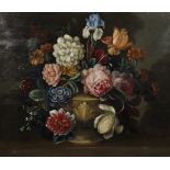 Circle of Edwin Steele (1837-1898) British. Still Life of Flowers in an Urn, Oil on Canvas,