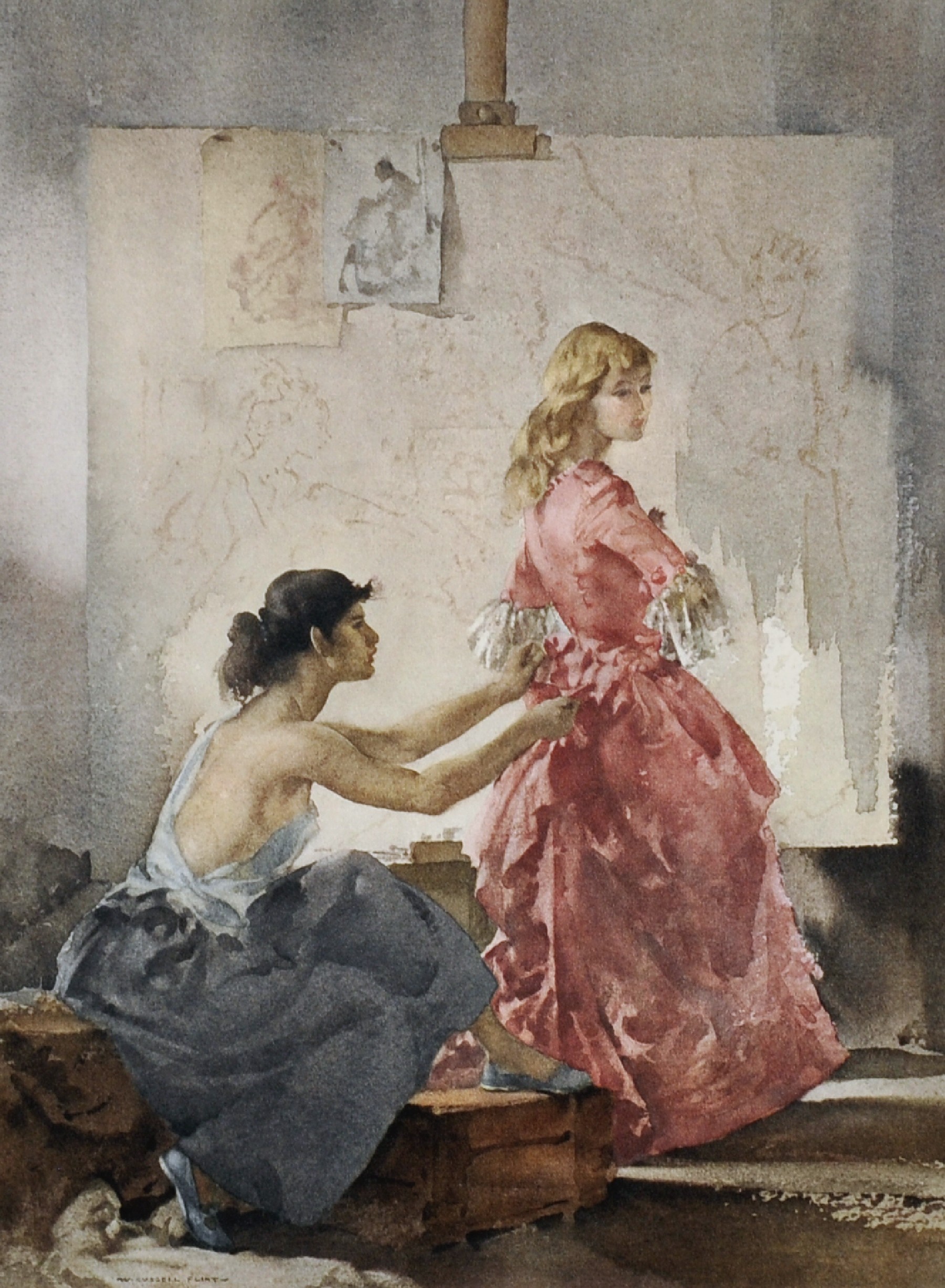 William Russell Flint (1880-1969) British. "Two Models, 1960", Lithograph, Signed in Pencil and